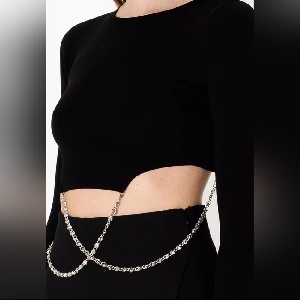 Zara open back black long sleeve with diamond chain detailing